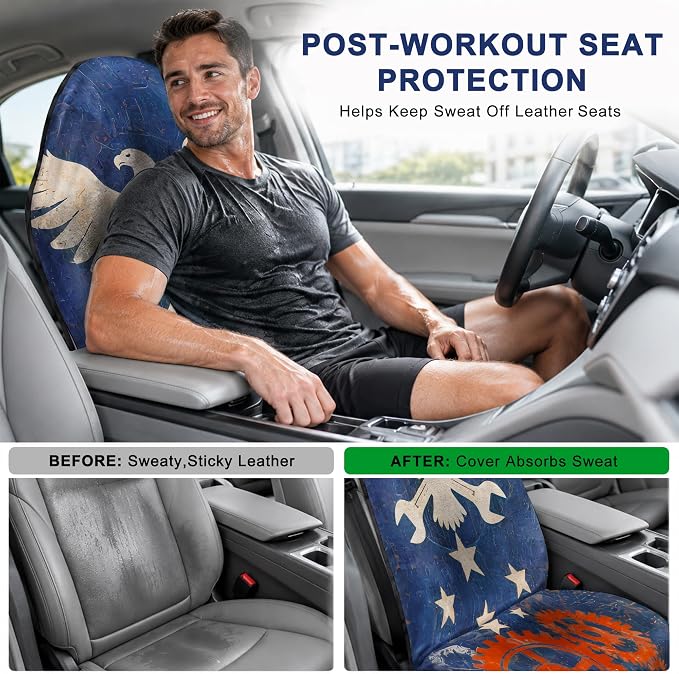 Car Seat Towel Cover 2 Pack for Front Seats, Sweat Absorbent Car Seat Protector with Non-Slip Backing, Waterproof Towel Car Seat Covers for Runners, Gym, Swimming, Beach, Pets, Mechanic Eagle - Image 4