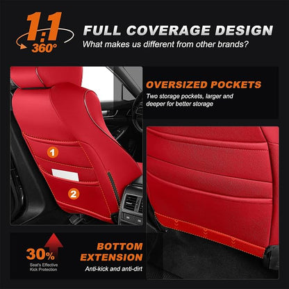 AOMSAZTO Custom Fit Car Seat Covers for Honda Accord 2018-2022 | EX-L,Touring,Sport,EX,Hybrid(Not for LX)-Faux Leather Waterproof Airbag Compatible Accord Seat Covers Full Set Red - Image 6