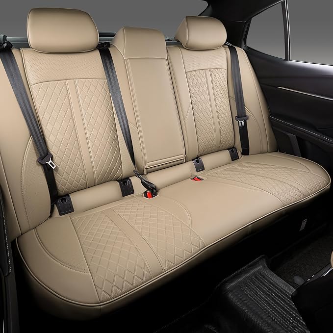 Custom Fit Camry Seat Covers for 2025 2026 Toyota Camry LE SE - Beige | Waterproof Faux Leather Full Coverage, Car Seat Protectors Full Set with Armrest Covers, Airbag Compatible - Image 2