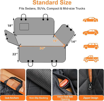 URPOWER Dog Car Seat Cover for Back Seat, Waterproof Hammock for Car & SUV | 600D Oxford, Side Flaps with Zippers, Scratch Resistant, Non-Slip, Easy Install, Machine Washable, Dog Seat Belt Included - Image 6
