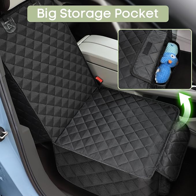 Front Seat Cover for Dogs with Side Flaps, Pet Car Seat Protector | Waterproof Scratchproof Non-Slip Captain Chair Seat Cover, Full Protection, Large Front Storage Pocket, Fits Cars/Trucks/SUVs - Image 4