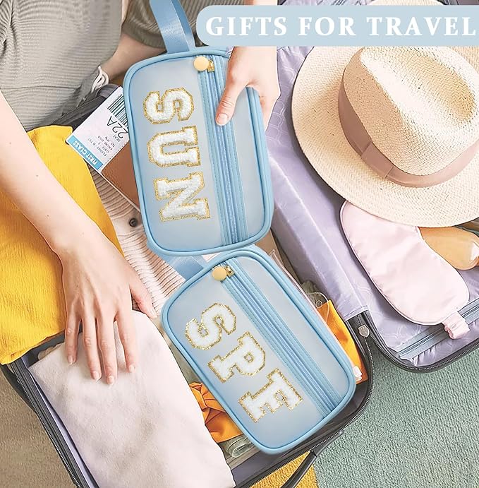 COSHAYSOO Clear Sunscreen Bag Makeup Toiletries Pouch Beach Vacation Essentials Summer Travel Stuff Accessories Personalized Graduation Gifts for Her Women College Teen Girls Teacher Nurse Blue SUN - Image 6