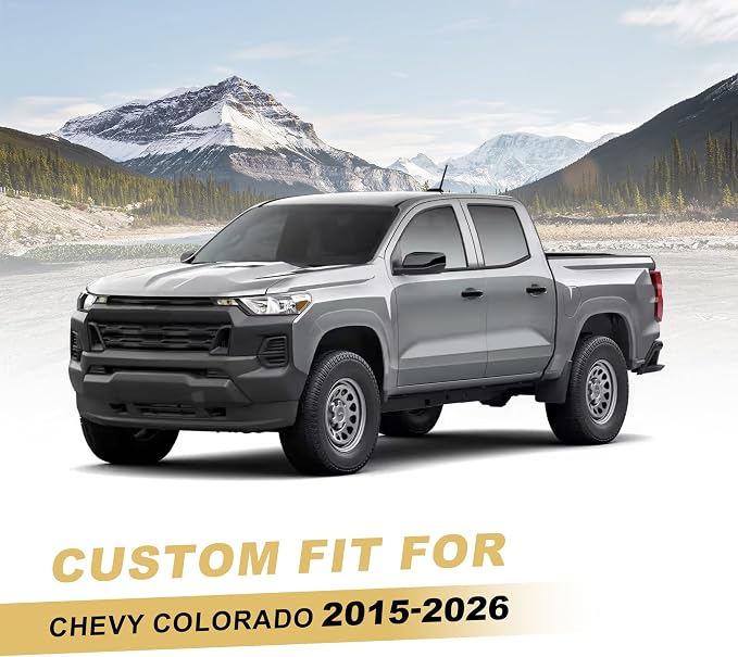 IKABEVEM for Chevy Colorado Seat Covers 2015-2025 2026 5 Seats Full Set | Luxury Waterproof Faux Leather Pickup Seat Protectors Fit Chevrolet WT LT Custom Trail Boss Z71 ZR2,Black&Gray - Image 2