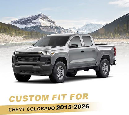 IKABEVEM for Chevy Colorado Seat Covers 2015-2024 2025 2026 2 Front Seats | Luxury Waterproof Faux Leather Pickup Seat Protectors Fit Chevrolet WT LT Custom Trail Boss Z71 ZR2,Black&Gray - Image 2