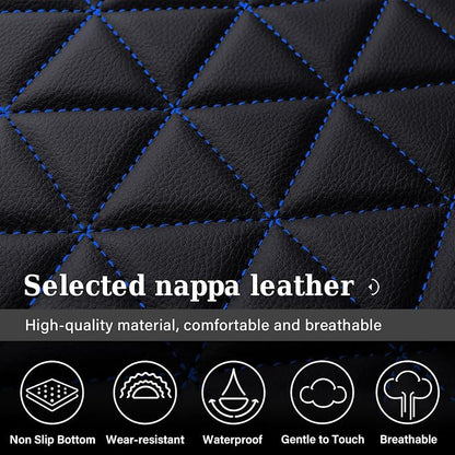 Coverado Car Seat Covers Full Set, Leather RAM 1500 Seat Covers Protectors Compatible with 2002-2026 Dodge RAM 1500 2500 3500 Crew Double Mega Quad Cab with Flat Bench, Blue - Image 4