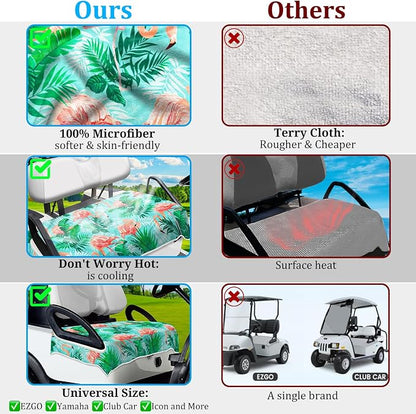 ENYORSE Golf Cart Seat Covers, Tropical Floral Seat Towel Blanket, Soft Breathable Microfiber, Keeps Seats Cool & Comfortable, 51”x31”, Fits 2 & 4 Passenger EZGO, Yamaha,Club Car Carts - Image 2