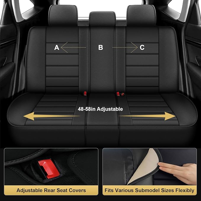 IKABEVEM Car Seat Covers for Forester 2007-2026 Full Set(5 Seats) | Luxury Fuax Leather, Waterproof, Airbag Compatible, Easy to Install, Scratch‑Resistant Seat Protection, Black - Image 2