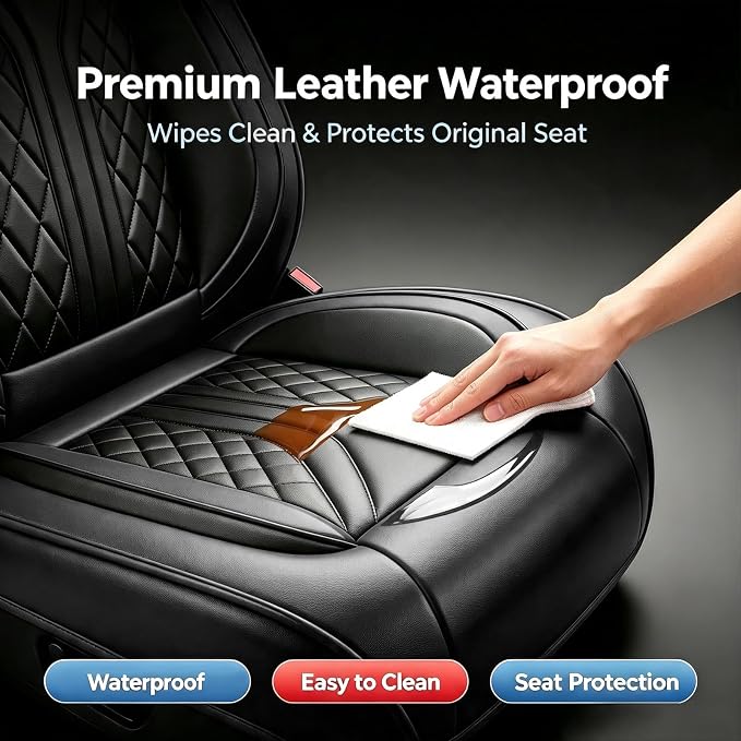 for GMC Canyon 2015-2025 2026 Car Seat Covers, Full Set, Black | Luxury Full Coverage Leather Seat Protectors, Waterproof Breathable, Non-Slip, Easy to Install, Airbag Compatible, All-Season - Image 8