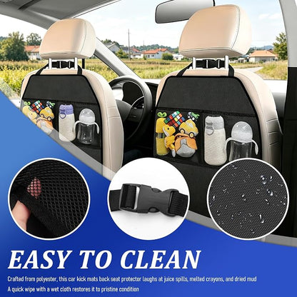 2PCS Car Seat Back Protector Mat,Anti-Scratch Seat Protectors | Covers 25.98" × 17.32",Built-In 2 Large Storage,Non-slip,Easy to Install,Durable & Easy to Clean,Universal Fit Car,SUV,Truck - Image 3