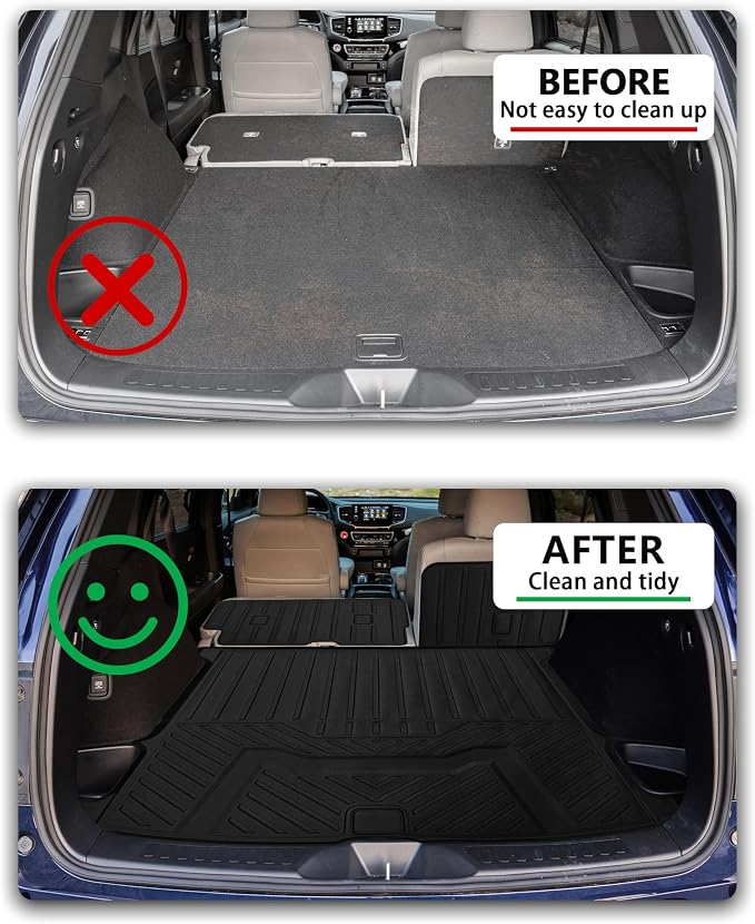 Cargo Liner Compatible with 2019-2025 Honda Passport Trunk Mat Cargo Mat Back Seat Cover Protector (Backrest Mats+Trunk Mat) - Image 3