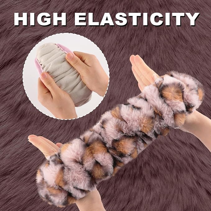 SEG Direct Fluffy Furry Steering Wheel Cover Fuzzy Gear Shift Pink Leopard | 2 PCS Set, Soft and Warm, Cute Fur Auto Car Decor, Standard Size 14.5- 15 inch for Women Men - Image 5