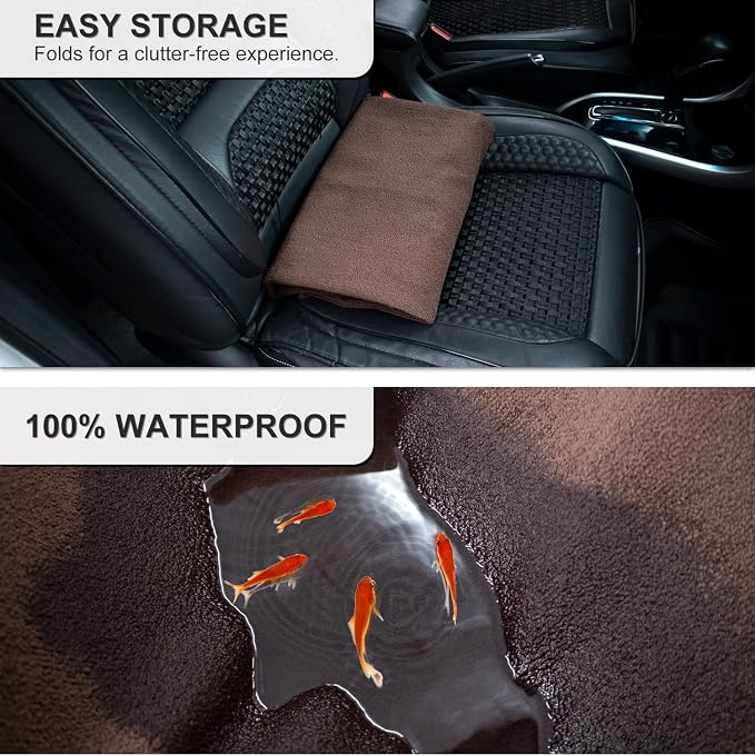 Waterproof Sweating Car Seat Cover for Post Gym Workout, Running, Swimming, Beach and Hiking, Universal Fit Non-Slip Bucket Seat Protector for Cars SUV Trucks, Machine Washable (Brown) - Image 3