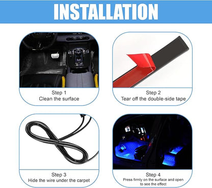 Car LED Strip Light, 24 LED 12V Cigarette Lighter Port, Blue | RGB Neon Auto Interior Atmosphere Lights, Under Dash Ambient Night Light, Universal Decorative Lamp Accessory for Car Truck - Image 4