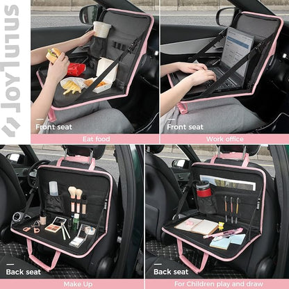 JOYTUTUS 3 in 1 Steering Wheel Eating Tray (Pink), Car Back Seat Laptop Desk, Multifunctional Office Bag Car Work Table for Writing, Car Organizer for Kids, Commuters, Family - Image 3