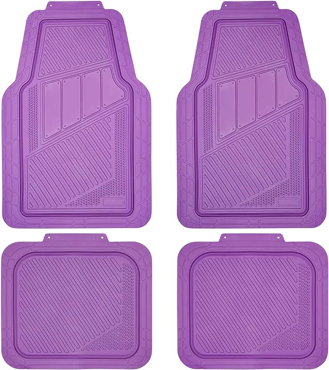 CAR PASS Heavy Duty Rubber Floor Mats 4-Piece Car Mat Set - Universal Waterproof Floor Mats for Car SUV Truck, Durable All-Weather Mats(Purple) by CARPASS
