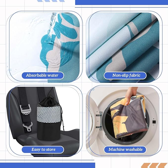 Hahafelt 2 Pack Car Seat Towel Cover with Storage Bag, Yellowstone | 63 x 32 in Car Towel Seat Cover Non Slip Waterproof, Gym Workout Swimming Running, Machine Washable Sweat Absorbent Protector - Image 4