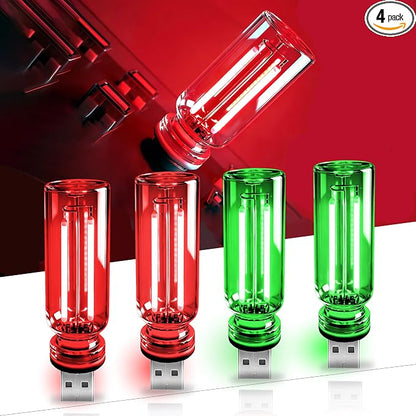 4 PCS USB Touch Dimmable Retro Glass Bottle Car Night Light | Portable design, 2 Red & 2 Green, fits car interior, bedroom, hallway, indoor outdoor decor by Unknown