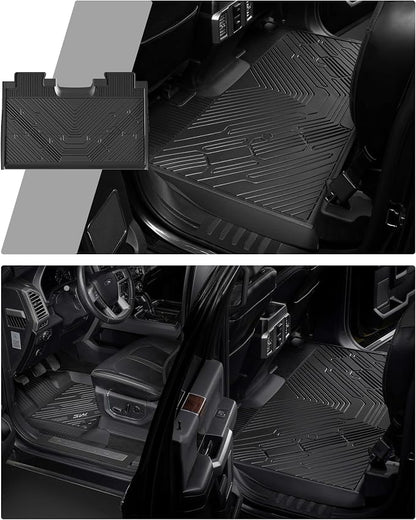 3W Floor Mats for Ford F150 2015-2026 & F150 Lightning 2022-2025 SuperCrew | (w/o Fold-Flat Storage) TPE All-Weather Custom Fit, Front & Rear 3PCS | Heavy Duty, Easy Clean - Black - Image 9