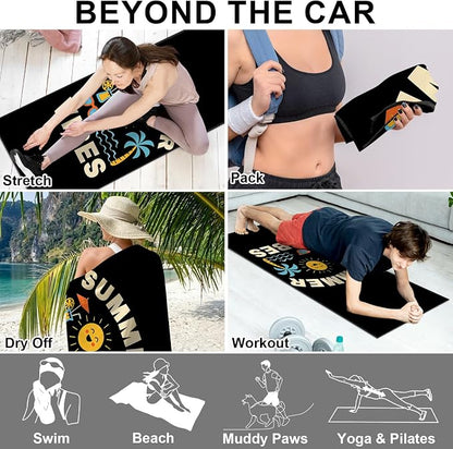2 Pack Car Towels Seat Cover with Storage Bag, Multifunctional Microfiber Towel for Gym Outdoor Sport Running,Picnic, Beach, Pet Dog Travel,Fits Car SUV Truck (Summer Vibes) - Image 5