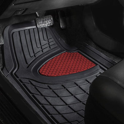 FH Group Automotive Floor Mats - Heavy-Duty Rubber Floor Mats for Cars, Universal Fit Full Set, Climaproof Floor Mats, Trimmable Floor Mats for Most Sedan, SUV, Truck Floor Mats Burgundy - Image 4