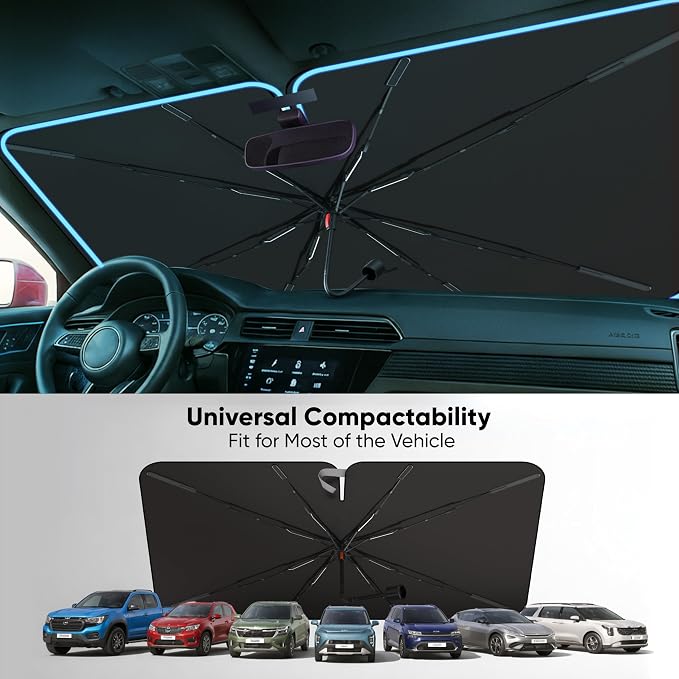 EcoNour Umbrella Windshield Sun Shade,Front Umbrella Car Windshield Shade - Image 7