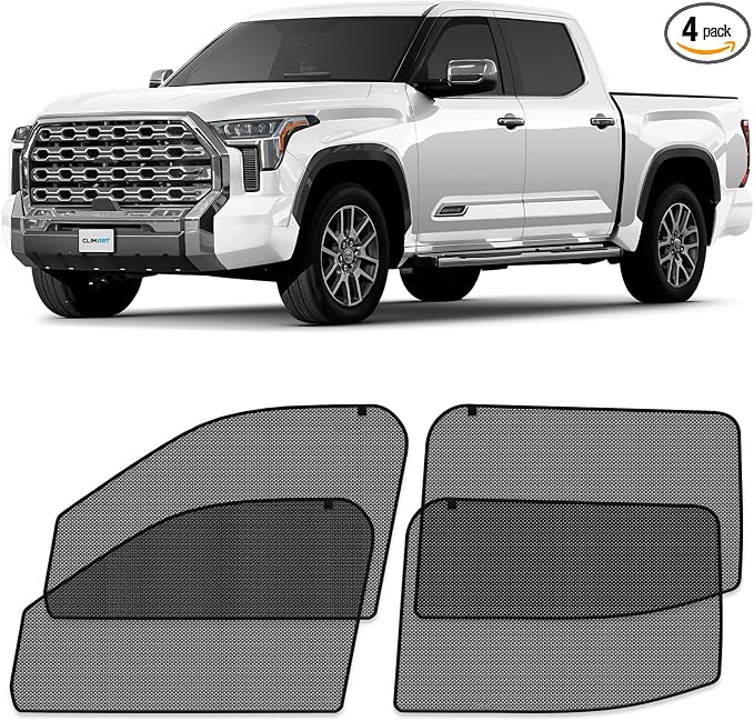 CLIM ART Magnetic Car Window Shades for Toyota Tundra 2022-2026 CrewMax –Custom-Fit Sun Blocker Curtains, Side Window Covers, Essential Car Accessories for Camping, Baby and Privacy Protection- MS0156 by CLIMART