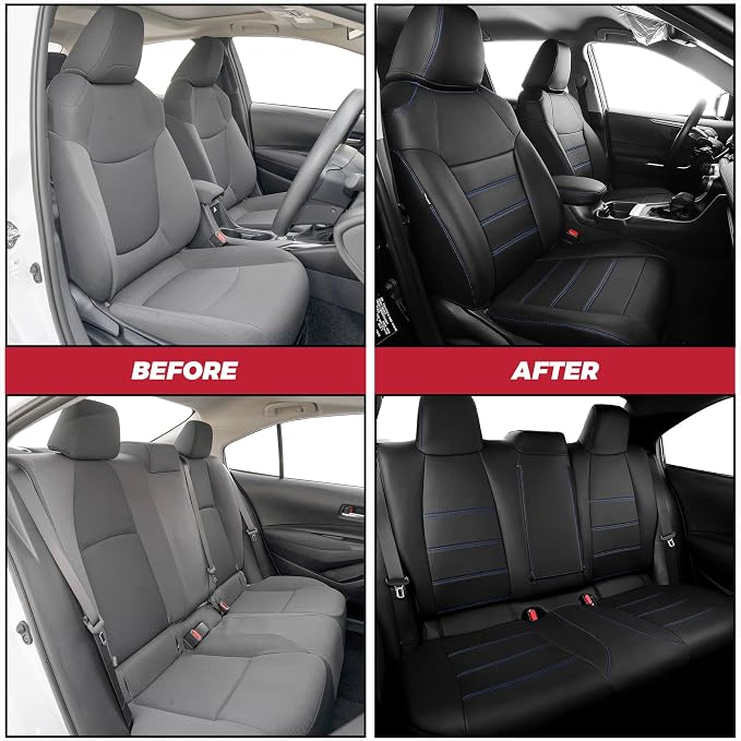 FREESOO Custom Leather Seat Covers for Toyota Corolla L LE 2020-2022 | Sedan, Full Set, Waterproof, Airbag Compatible, Scratch-resistant, Anti-slip, Protector Cushion, Durable Material, Easy-clean - Image 5