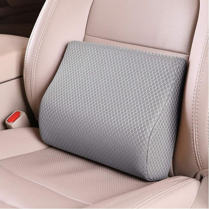 Memory Foam Lumbar Support Pillow for Car - Lower Back Support Cushion for Driving, Back Pain Relief for Car Seat, Office Chair, Wheelchair (Gray) by TISHIJIE