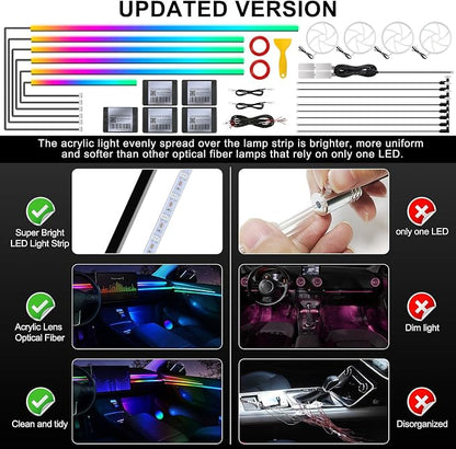Dreamcolor Acrylic Interior Car LED Strip Light with Wireless APP, RGB 22 in 1 with 175 inches 600 LEDs Fiber Optic Ambient Lighting Kits, Dynamic Chasing Music Sync Neon LED Strip for Car Accessories - Image 5