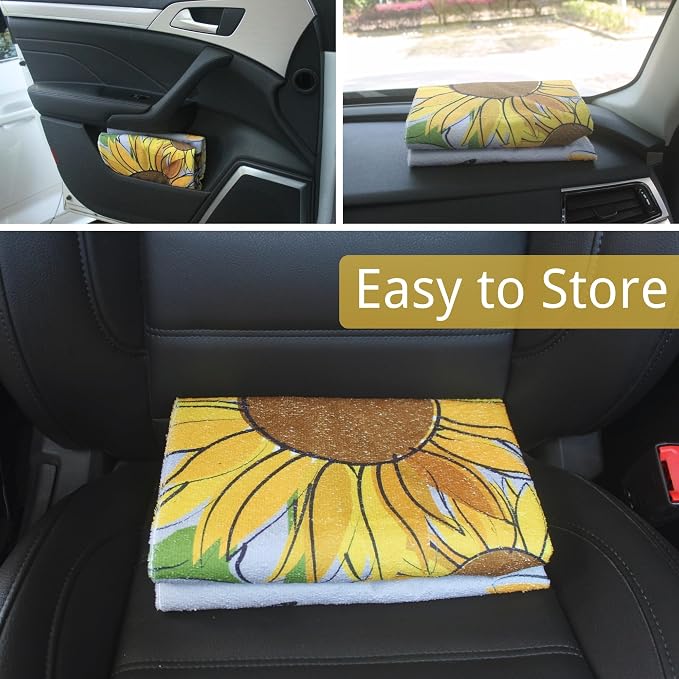 Waterproof Car Seat Cover for Front Seats, Protector for Cars SUVs Trucks, Sweat Towel Seat Covers Bucket for Gym,Workout,Beach,Hiking,Running Swimming (Sun Flower, 1PC) - Image 7
