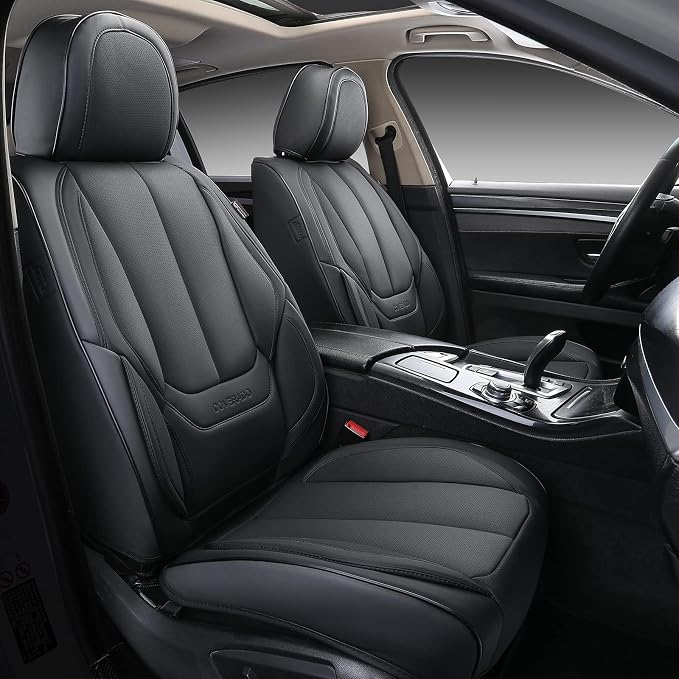 Coverado Car Seat Covers, Seat Covers for Cars, Waterproof Leather Auto Seat Protectors, Leather Car Seat Cushion, Car Interiors Accessories Universal Fit for Most Cars by COVERADOAUTO