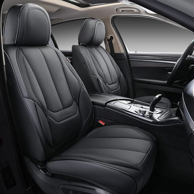 Coverado Car Seat Covers, Seat Covers for Cars, Waterproof Leather Auto Seat Protectors, Leather Car Seat Cushion, Car Interiors Accessories Universal Fit for Most Cars by COVERADOAUTO