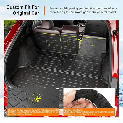 powoq Cargo Mat Compatible with 2023-2026 Lexus RX350 RX350H RX500H | Cargo Liner & Back Seat Protector TPE All Weather Replacement for 2023-2026 Lexus Accessories (Trunk Mat+Backrest Mats) - Image 2