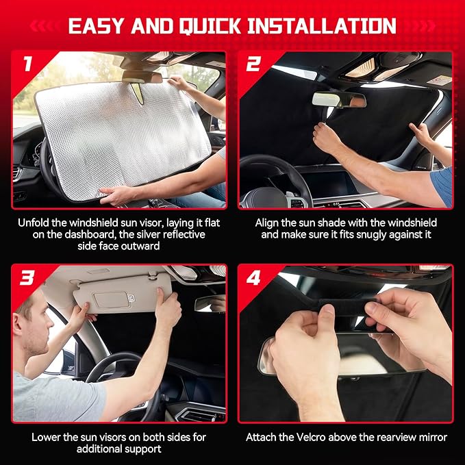 Windshield Sun Shade for BMW X3 2025-2026 | Custom Fit, Car Front Window Cover, Foldable Sunshade, 5-Layer Thermal Insulation, Blocks Heat & UV Rays, Keep Car Cool - Image 6