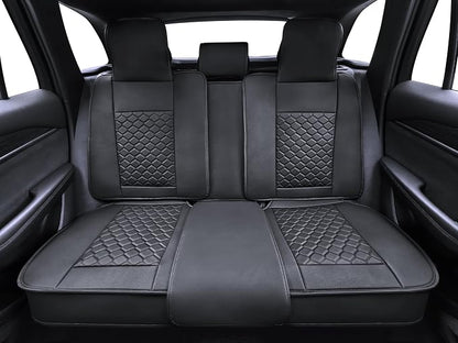 Elantrip Car Seat Cover Full Set Leather Waterproof Front Rear Black | 5-piece full set in premium black leather — 2 front + 3 rear, full cabin protection - Image 7