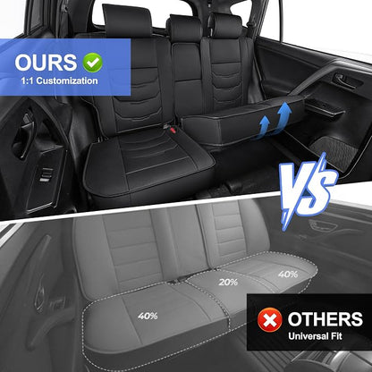 1:1 Custom Car Seat Covers Fit for Toyota RAV4 2013-2018 | Fit for RAV 4 XLE LE Limited Adventure Full Set Premium Faux Leather Seat Protectors Anti-Slip Design 5-Seat Black - Image 6