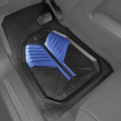 CAR PASS Heavy Duty Rubber Car Mats, Deep-Dish Car Floor Mats All Weather, Universal Two-Tone Trim-to-Fit for SUVs Trucks Sedans, Waterproof Anti-Slip, 3 Pieces V12 Black and Metallic Blue - Image 7
