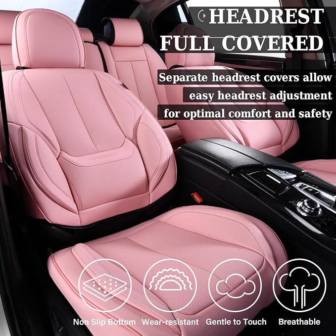 Coverado Car Seat Covers, Seat Covers for Cars, Waterproof Leather Auto Seat Protectors, Leather Car Seat Cushion, Car Interiors Accessories Universal Fit for Most Cars - Image 4