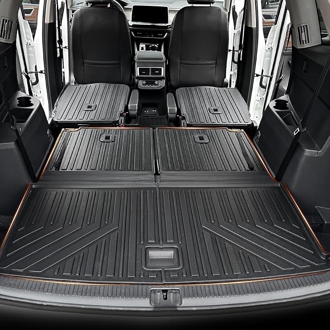 Cargo Mat for Volkswagen VW Atlas 2018-2026 6/7 Seats Accessories | One-Piece Cargo Liner & Rear Seat Back Protector, All Weather TPE, Non Slip & Odorless & Scratch Proof, Quick Clean - Image 4