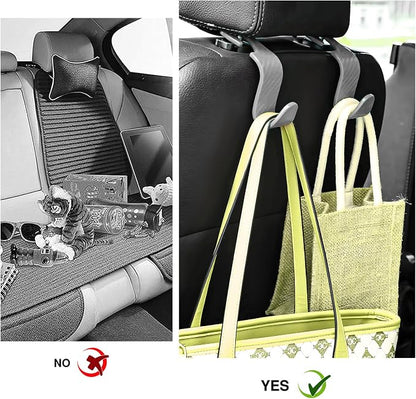 4 PCS Car Seat Headrest Hook, S Type Auto Rear Seat Hanger Holders Backpack Storage Hooks, Universal Vehicle Storage Organizers for Wallet Purse Bag Cloth Umbrella (Gray) - Image 5