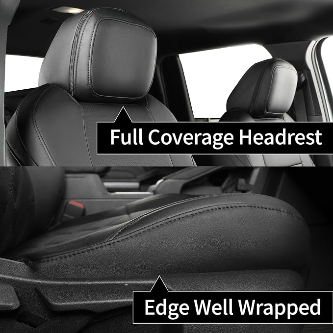 Front Tacoma Seat Covers for 2024-2026 Toyota Tacoma SR,SR5,TRD Sport,TRD Off-Road,Limited Truck,Fully Covered,Luxury Waterproof Leather Car Seat Protector (Front Row Only,Black & Diamond) - Image 2