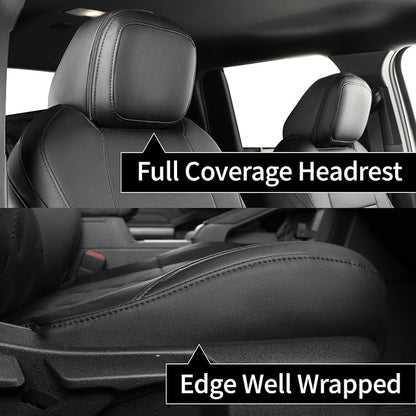 Tacoma Hybrid Leather Seat Covers Full Set for 2024-2026 Toyota Tacoma TRD Sport,TRD Off-Road,Limited,Trailhunter,Fully Covered,Luxury Waterproof Car Seat Protector(Black & Diamond) - Image 2