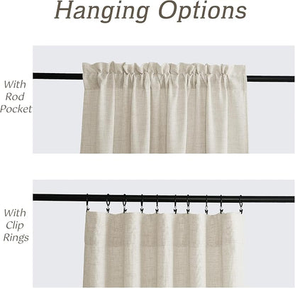 RYB HOME Living Room Curtains and Drapes Linen Sheer 84 inches Long | Light Filtering, Breathable, Weave Textured, Rod Pocket, for Bedroom, Semi Sheer, Cream, W52 x L84, 2 Panels Set - Image 5
