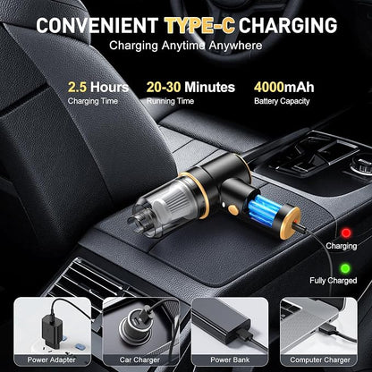 Handheld Car Vacuum Cleaner, 9000PA Hand Held Vacuum Cleaner & Air Duster | 120W High Power Portable Cordless, Rechargeable, Multi-Nozzles & LED Light, For Home, Car, Office - Image 5