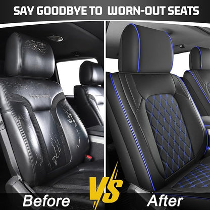 Seat Covers for Silverado/Sierra| Nappa Leather Pickup Truck Custom Seatcovers Full Set for Chevy Silverado GMC Sierra 2014-2018 1500, 2015-2019 2500HD 3500HD Crew Double Extended Cab - Image 5
