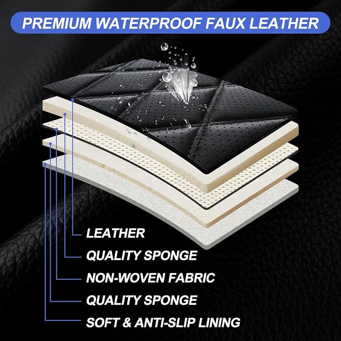 Fit for Camry Seat Covers Compatible with Toyota Camry 2012-2026 Waterproof Breathable Leather Automotive Seat Cushions Protector, Airbag Compatible,Easy to Install,Full Set 5 Seats(Redline) - Image 6