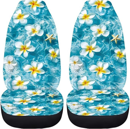 Tropical Florals Car Front Seat Covers 2 Pcs Anti-Slip Car Seat Cover Protector Front Seats Hawaiian Protection Interior Accessories Suitable for Most Cars SUV and Sedan - Image 2