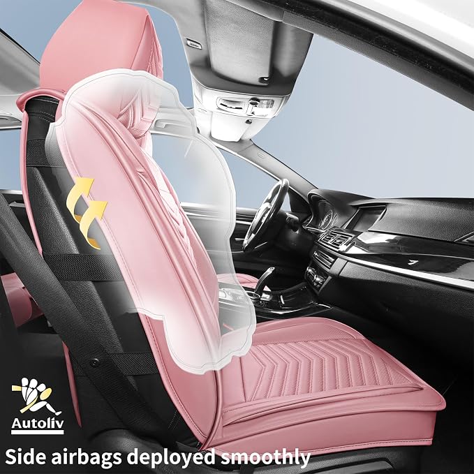 HChengkikz Car Seat Cover, Faux Leather, Waterproof (Pink) | Easy Maintenance, Airbag Compatible, Universal Fit For Most SUVs Trucks Pick-ups Sedans - Image 4