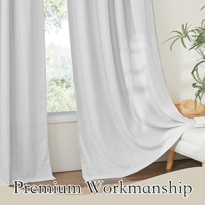 RYB HOME Privacy Sheer Valances for Windows, Semi-Sheer Curtains for Kitchen Small Window Drapes, Dual Rod Pocket & Linen Textured Design, Dove Grey, W 52 in by L 36 in Each Panel, Set of 2 - Image 4