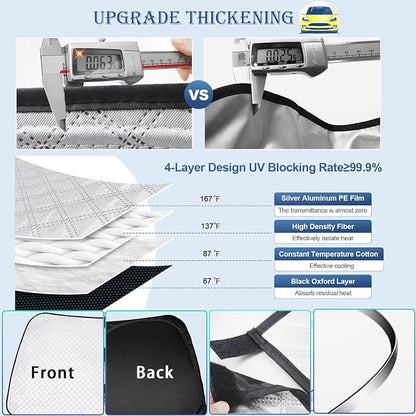 KMF 8pcs Thicken Sun Shades for Porsche Cayenne 2019-2025 Accessories,Full Car Window Covers Sunshade for Windshield Side Rear, UV Block and Protect Privacy Blackout for Car Camping - Image 5